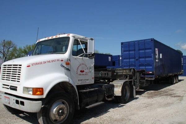 Storage container place on a white truck